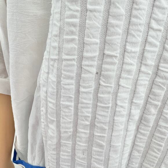 Koret LARGE USA VINTAGE 90's Women's White Striped Pullover Windbreaker Jacket - Picture 5 of 8